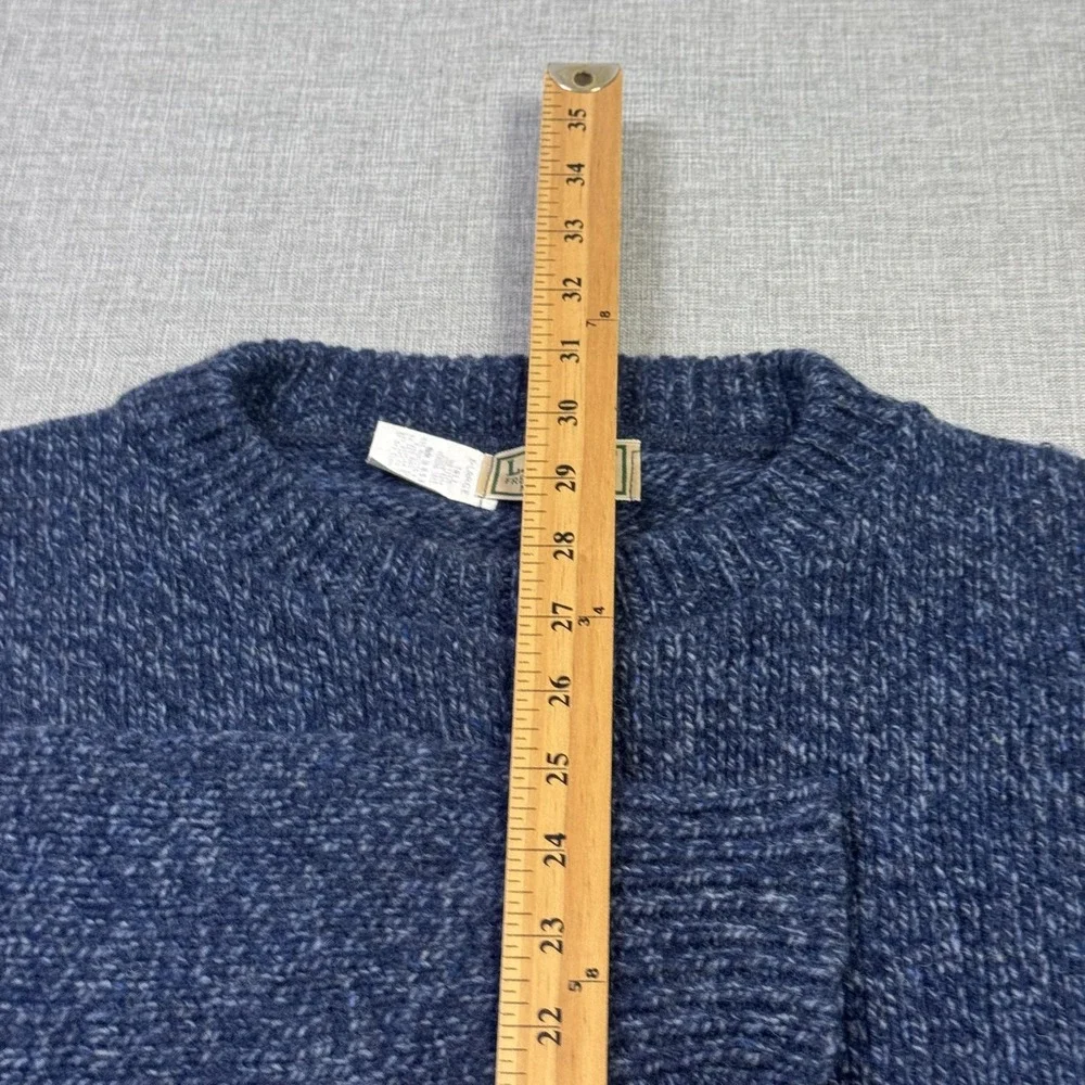 L.L. Bean Vintage Wool Nylon Fisherman Sweater Pullover Mens XL Blue Heavyweight